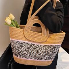 Contrast color seaside beach bag large capacity bag tote bag