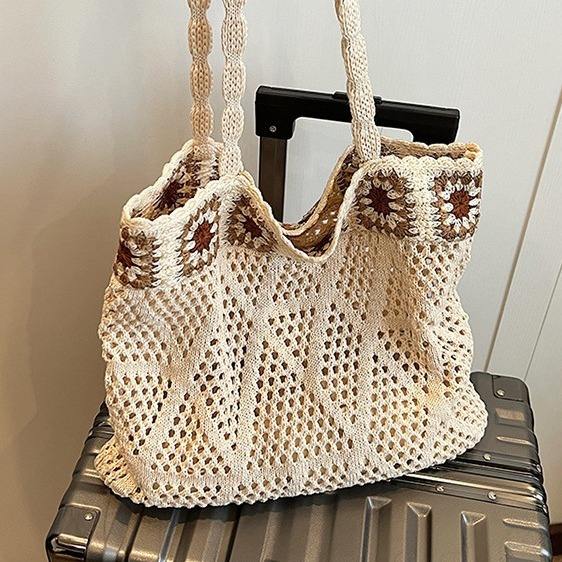 Ethnic Style Woven Bag Women's Hollow Tote Bag All-match Large Capacity beach bag