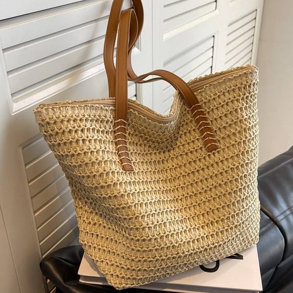 2025 concise design straw beach bag tote bag