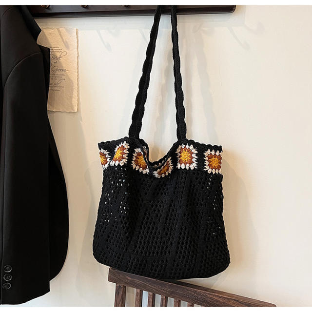 Ethnic Style Woven Bag Women's Hollow Tote Bag All-match Large Capacity beach bag