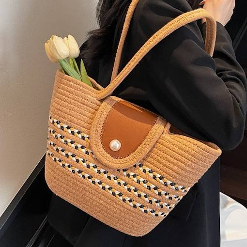 2020 handmade woven pattern beach bag tote bag