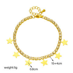 Delicate tennis chain star charm stainless steel necklace bracelet set