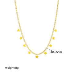Delicate tennis chain star charm stainless steel necklace bracelet set