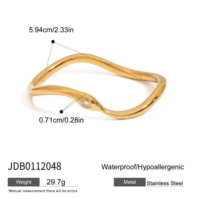 18KG classic snake diamond stainless steel bangle cuff bangle