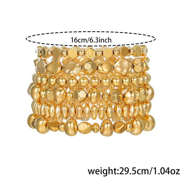 6pcs set irregular CCB bead layer bracelet