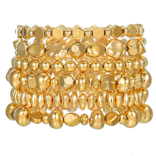 6pcs set irregular CCB bead layer bracelet
