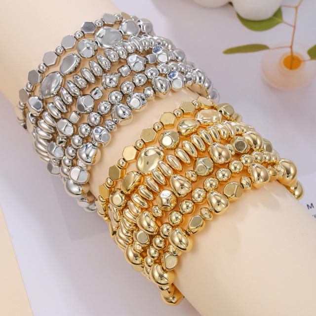 6pcs set irregular CCB bead layer bracelet