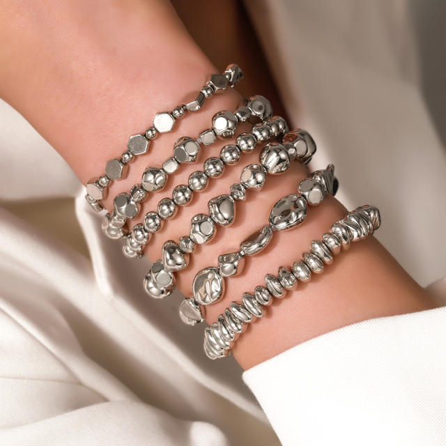 6pcs set irregular CCB bead layer bracelet