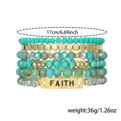 Boho colorful bead faith letter layer bracelet