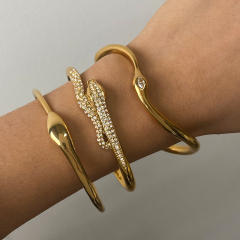 18KG classic snake diamond stainless steel bangle cuff bangle