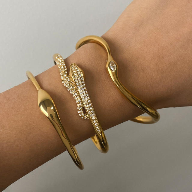 18KG classic snake diamond stainless steel bangle cuff bangle