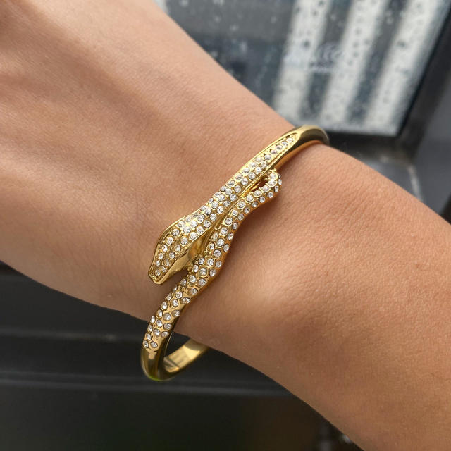 18KG classic snake diamond stainless steel bangle cuff bangle