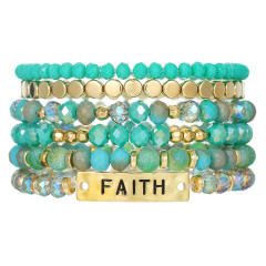 Boho colorful bead faith letter layer bracelet