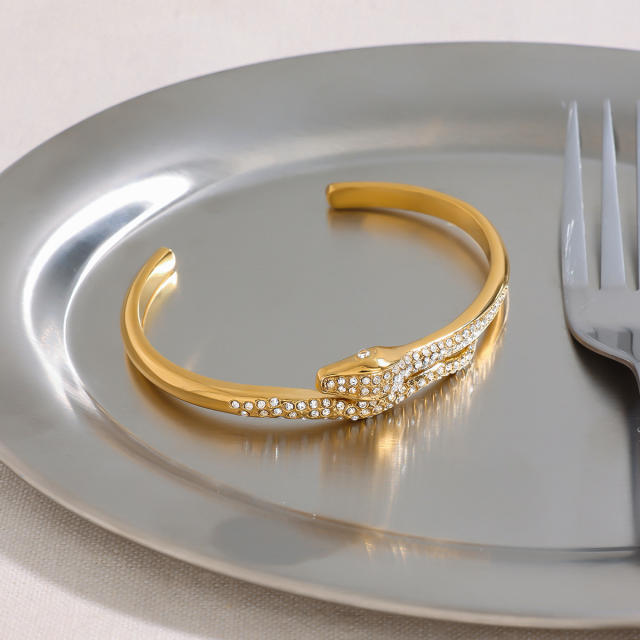 18KG classic snake diamond stainless steel bangle cuff bangle