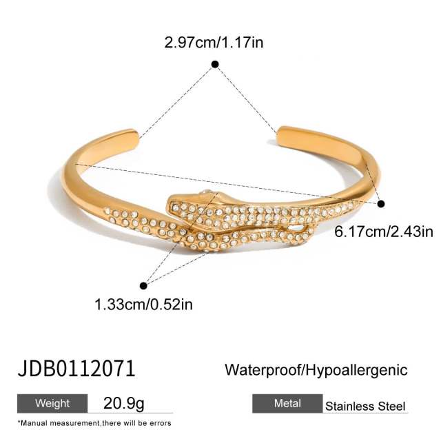 18KG classic snake diamond stainless steel bangle cuff bangle