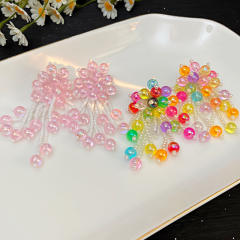 Romantic summer handmade bead flower tassel earrings