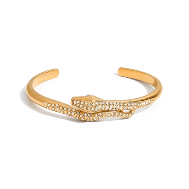 18KG classic snake diamond stainless steel bangle cuff bangle