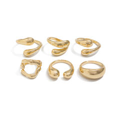 Simple metal Lava Ring Women's Instagram Scenery Surface Water Drops Holding Finger Ring Joint Ring