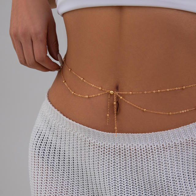 Hot girl metal thin chain stacked waist chain