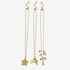 Dainty coin cross star pendant stainless steel necklace stackable necklace