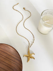 Holiday vacation turtle starfish pendant stainless steel necklace