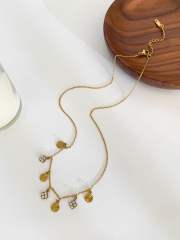 Dainty coin cross star pendant stainless steel necklace stackable necklace