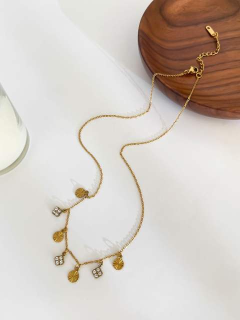 Dainty coin cross star pendant stainless steel necklace stackable necklace