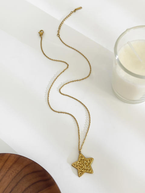 Dainty coin cross star pendant stainless steel necklace stackable necklace