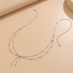 Hot girl metal thin chain stacked waist chain