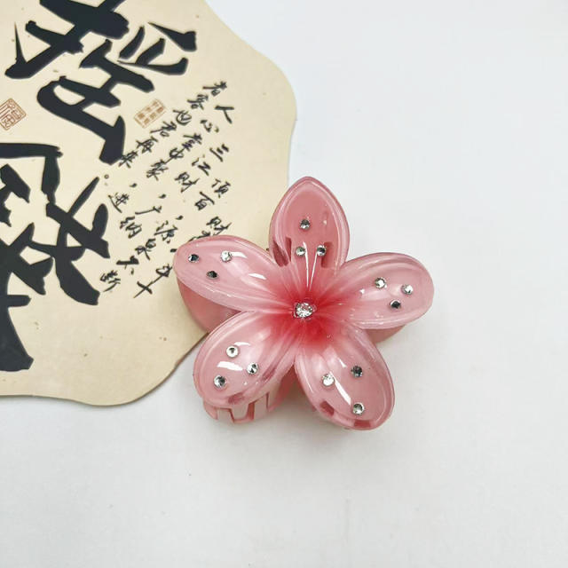 Rhinestone hot sale flower Acrylic hair clips hair claw clips 8CM