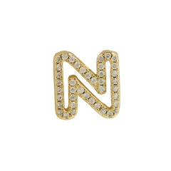 Hot sale diamond hollow initial letter charm diy copper bracelet