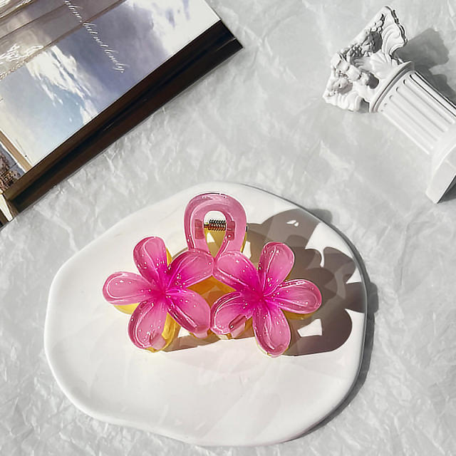 AB bright two-color flower hairpin hair claw clips