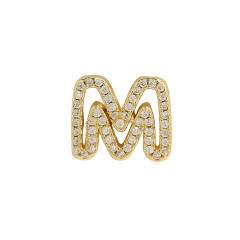 Hot sale diamond hollow initial letter charm diy copper bracelet