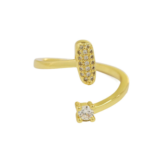 18K diamond initial letter copper rings