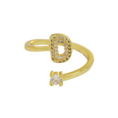 18K diamond initial letter copper rings