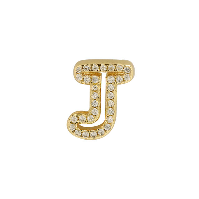 Hot sale diamond hollow initial letter charm diy copper bracelet