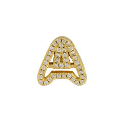 Hot sale diamond hollow initial letter charm diy copper bracelet