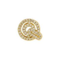 Hot sale diamond hollow initial letter charm diy copper bracelet