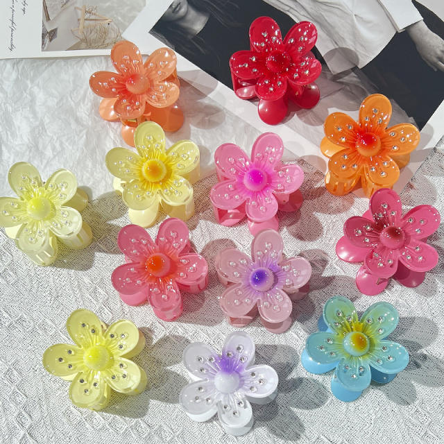 Gradient Candy Color Diamond Egg Flower hair clips hair claw clips