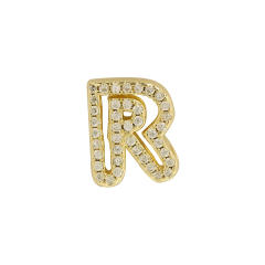 Hot sale diamond hollow initial letter charm diy copper bracelet