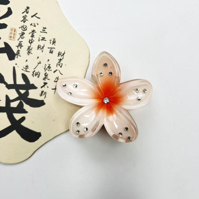 Rhinestone hot sale flower Acrylic hair clips hair claw clips 8CM