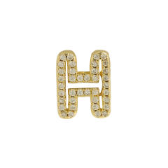 Hot sale diamond hollow initial letter charm diy copper bracelet