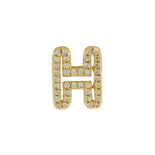 Hot sale diamond hollow initial letter charm diy copper bracelet