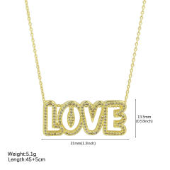 Real gold plated hollow love mama mom letter diamond necklace for mother's day
