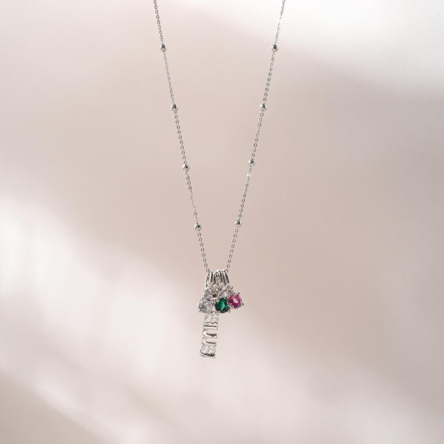 Zirconia Mother's Day Gift for Women mama letter copper necklace