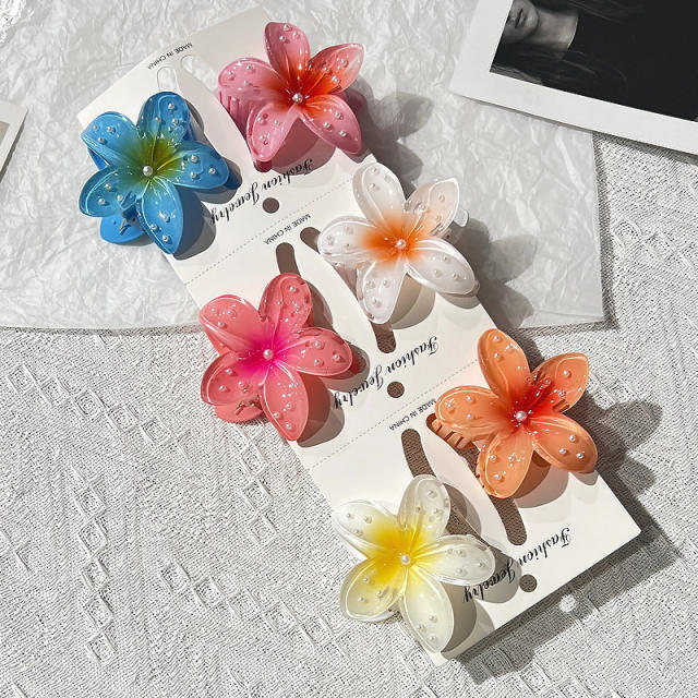 Rhinestone hot sale flower Acrylic hair clips hair claw clips 8CM