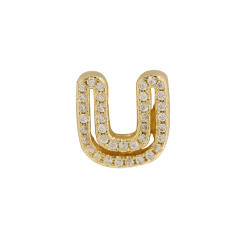 Hot sale diamond hollow initial letter charm diy copper bracelet