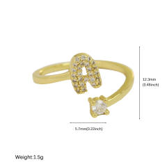 18K diamond initial letter copper rings