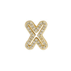 Hot sale diamond hollow initial letter charm diy copper bracelet