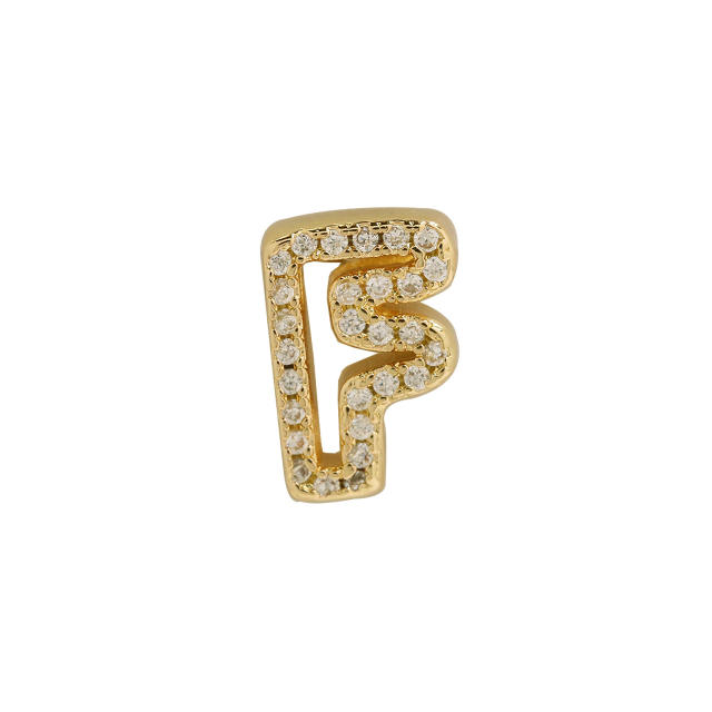 Hot sale diamond hollow initial letter charm diy copper bracelet